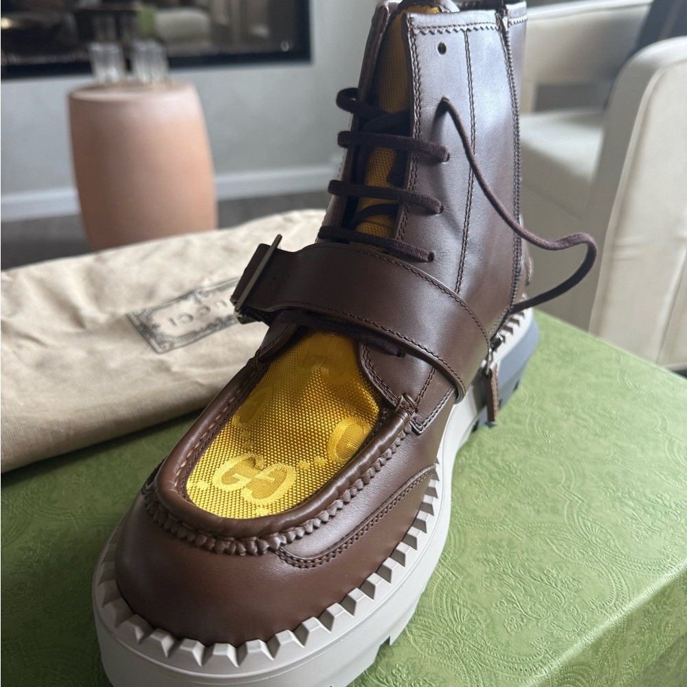 Gucci Dark Brown Leather Ankle Boots - Picture 3 of 6